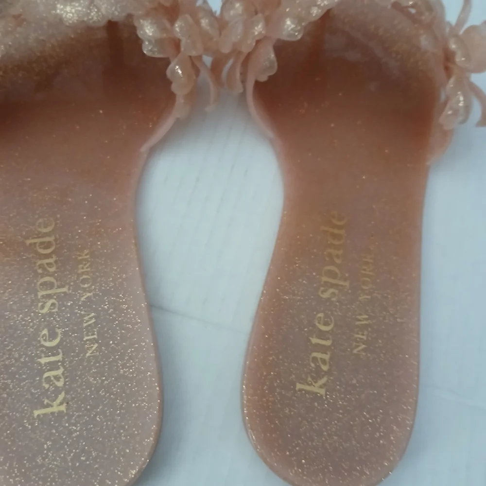 kate spade Women's Glitter Peach Floral Slide Sandals Sizes 7/10 New $35 - Picture 4 of 10